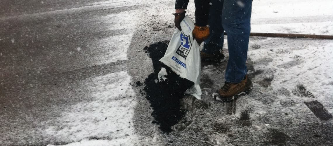 EZ Street asphalt application in winter conditions